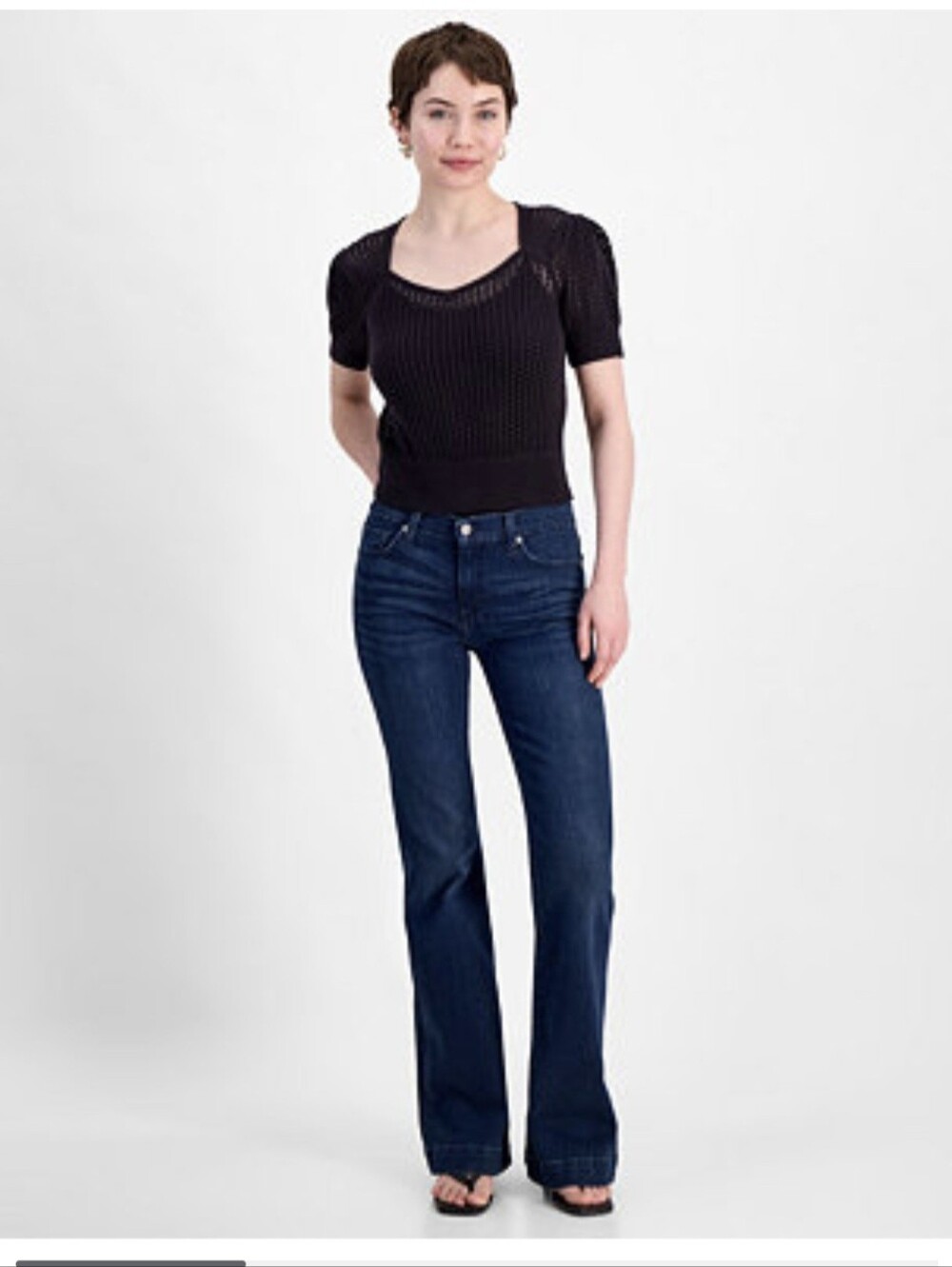 7 For All Mankind Women's Dojo Tailorless Flare-Leg Jeans - Navy Blue